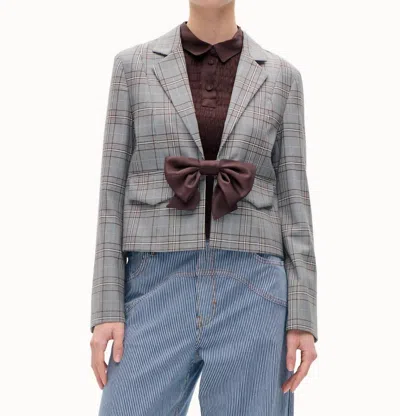 Baum Und Pferdgarten Benni Boxy Cut Blazer In Grey Mini Check In Multi