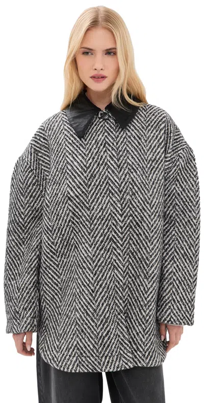 BAUM UND PFERDGARTEN BERFE COAT BLACK WHITE HERRINGBONE