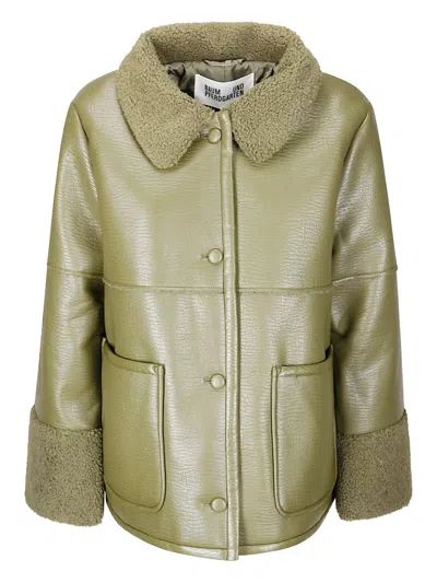 Baum Und Pferdgarten Birdie Shearling Collar Coat In Green