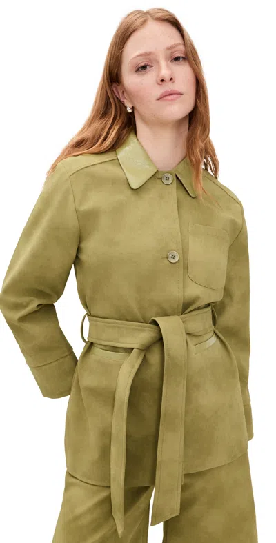 Baum Und Pferdgarten Brodie Faux Leather Jacket Green Moss In Brown