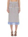 Baum Und Pferdgarten All-over Pattern Fringed Midi Skirt In Azure