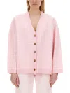 Baum Und Pferdgarten Gingham-check Logo-embroidered Cardigan In Pink