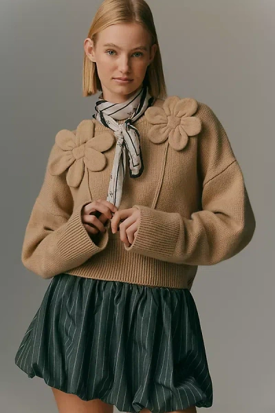 Baum Und Pferdgarten Ceni 3d Floral Sweater In Neutral