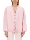 Baum Und Pferdgarten Gingham-check Logo-embroidered Cardigan In Pink