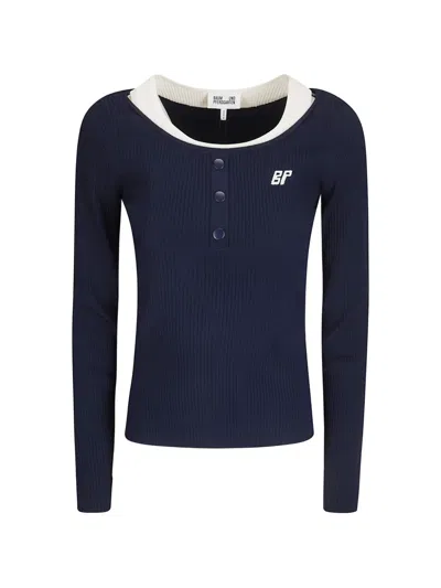 Baum Und Pferdgarten Clary Button Ribbed Sweater In Blue