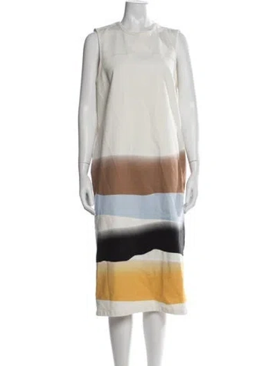 Pre-owned Baum Und Pferdgarten Colorblock Pattern Midi Length Dress In White