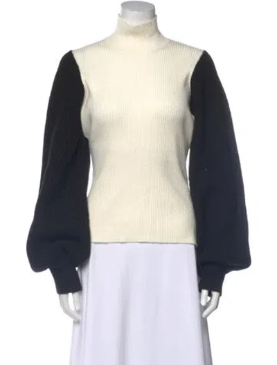 Pre-owned Baum Und Pferdgarten Colorblock Pattern Mock Neck Sweater In Blue