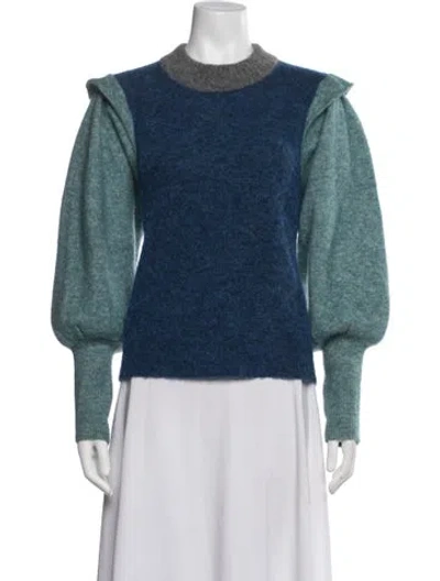 Pre-owned Baum Und Pferdgarten Colorblock Pattern Mock Neck Sweater In Blue