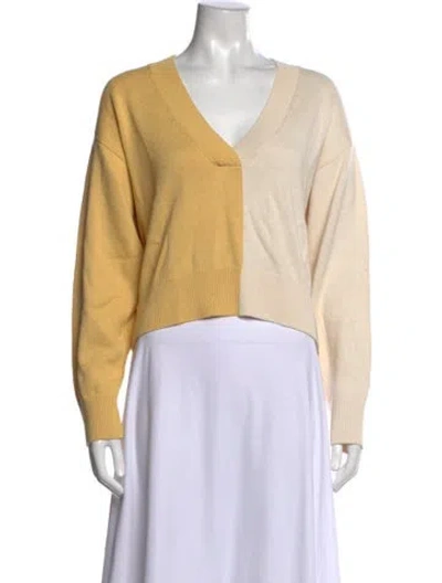 Pre-owned Baum Und Pferdgarten Colorblock Pattern V-neck Sweater In Yellow