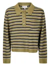 Baum Und Pferdgarten Polo-style Merino Wool Sweater With Contrasting Buttons In Green