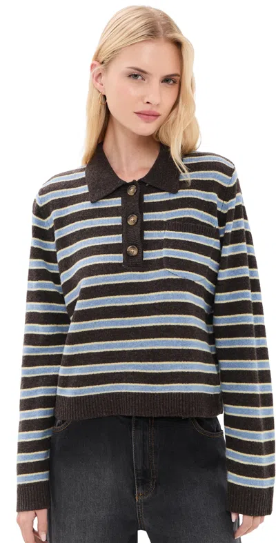 Baum Und Pferdgarten Cori Striped Knitted Polo Top In Multi