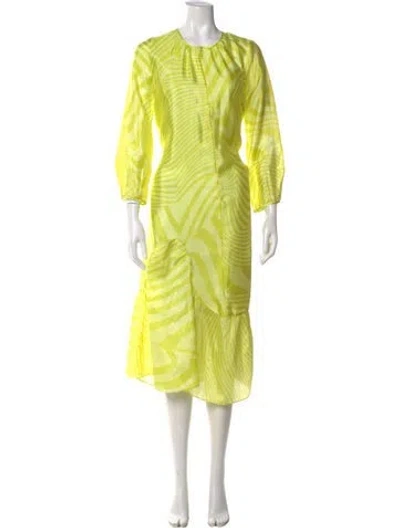 Pre-owned Baum Und Pferdgarten Crew Neck Midi Length Dress In Yellow