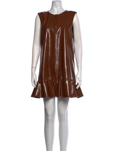 Pre-owned Baum Und Pferdgarten Crew Neck Mini Dress In Brown