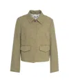 Baum Und Pferdgarten Cropped Green Blazer With Structured Collar In Nude