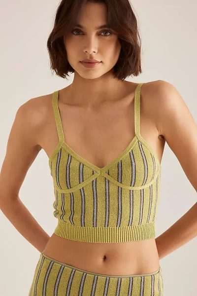 Baum Und Pferdgarten Cypre Metallic Knit Tank Top In Lux Dark Citron