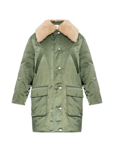 Baum Und Pferdgarten Daimi Faux-shearling Collar Jacket In Green