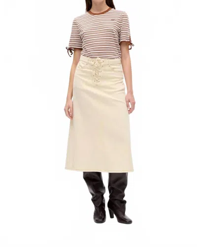Baum Und Pferdgarten Denim Mini Skirt In Ivory In White