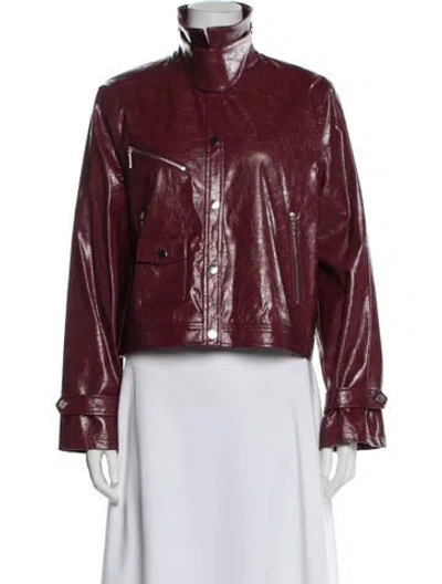Pre-owned Baum Und Pferdgarten Faux Leather Biker Jacket In Burgundy