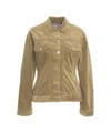 Baum Und Pferdgarten Fitted Corduroy Jacket With Classic Collar And Metallic Accents In Gold