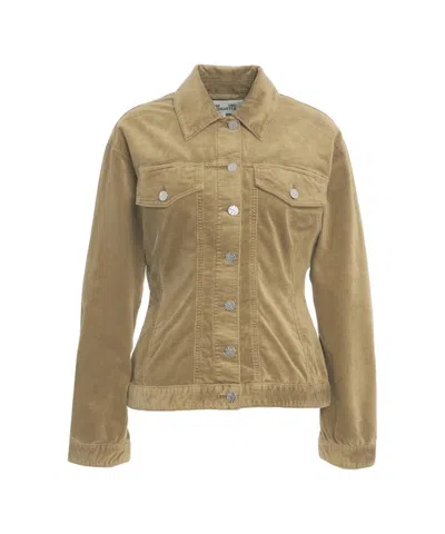 Baum Und Pferdgarten Fitted Corduroy Jacket With Classic Collar And Metallic Accents In Gold