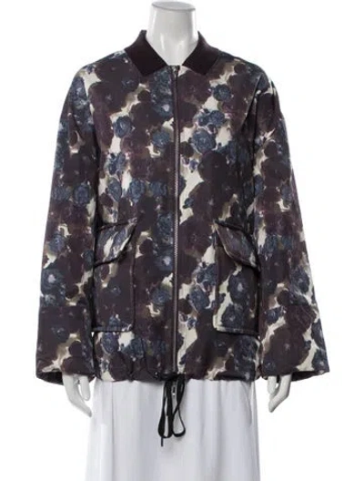 Pre-owned Baum Und Pferdgarten Floral Print Bomber Jacket W/ Tags In Purple