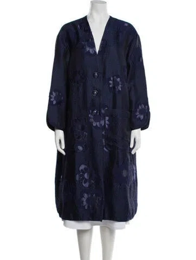 Pre-owned Baum Und Pferdgarten Floral Print Coat In Blue
