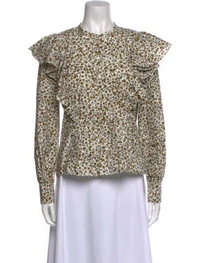 Pre-owned Baum Und Pferdgarten Floral Print Crew Neck Blouse