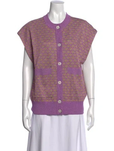 Pre-owned Baum Und Pferdgarten Floral Print Crew Neck Button-up Top In Purple