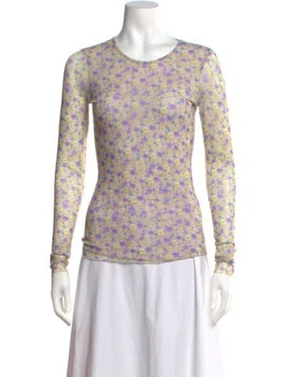 Pre-owned Baum Und Pferdgarten Floral Print Crew Neck Top In Purple/yellow