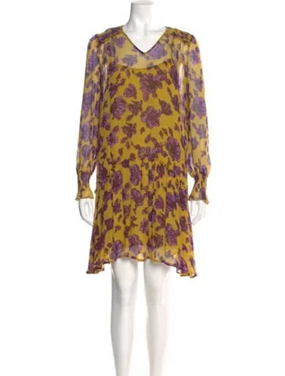 Pre-owned Baum Und Pferdgarten Floral Print Knee-length Dress In Yellow