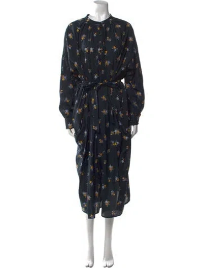 Pre-owned Baum Und Pferdgarten Floral Print Long Dress In Blue