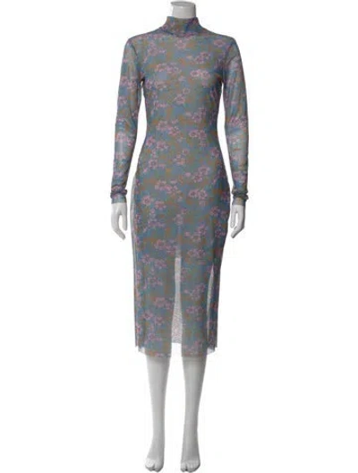 Pre-owned Baum Und Pferdgarten Floral Print Long Dress In Blue