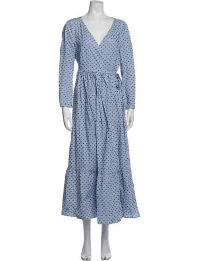 Pre-owned Baum Und Pferdgarten Floral Print Long Dress In Blue