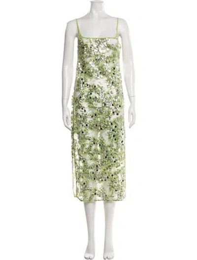 Pre-owned Baum Und Pferdgarten Floral Print Long Dress In Green