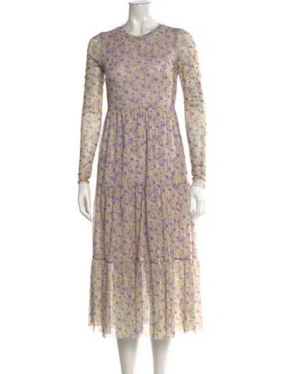 Pre-owned Baum Und Pferdgarten Floral Print Long Dress In Purple