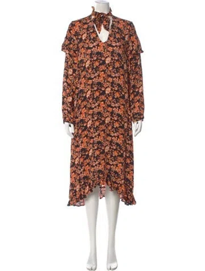 Pre-owned Baum Und Pferdgarten Floral Print Long Dress W/ Tags In Black