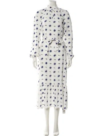 Pre-owned Baum Und Pferdgarten Floral Print Long Dress In White