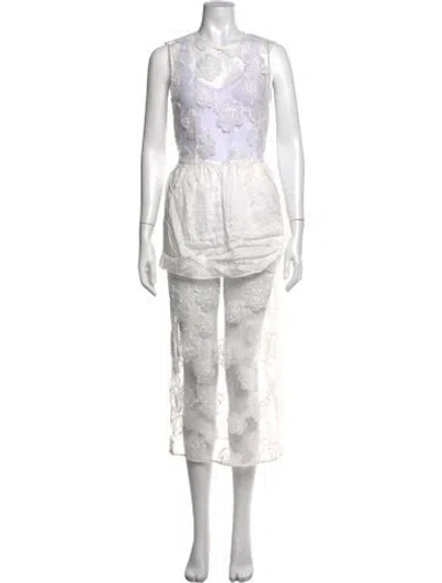 Pre-owned Baum Und Pferdgarten Floral Print Long Dress In White