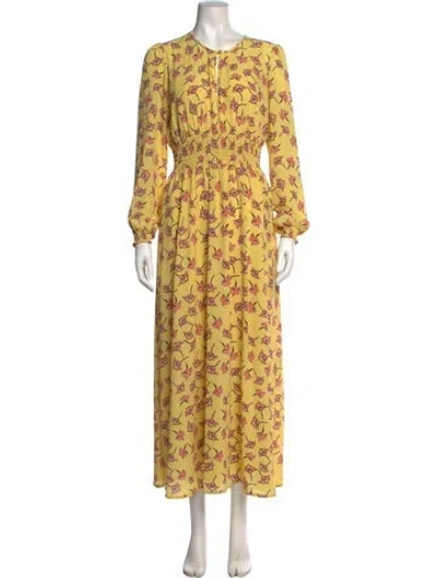 Pre-owned Baum Und Pferdgarten Floral Print Long Dress In Yellow