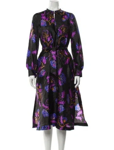 Pre-owned Baum Und Pferdgarten Floral Print Midi Length Dress In Black