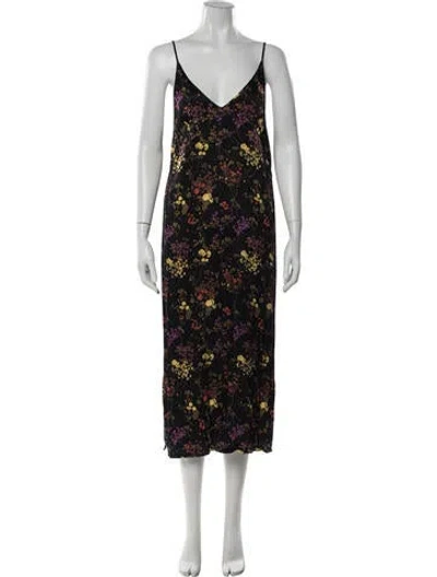 Pre-owned Baum Und Pferdgarten Floral Print Midi Length Dress In Black