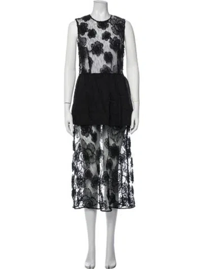 Pre-owned Baum Und Pferdgarten Floral Print Midi Length Dress In Black
