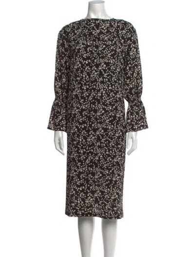 Pre-owned Baum Und Pferdgarten Floral Print Midi Length Dress In Black