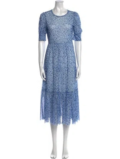 Pre-owned Baum Und Pferdgarten Floral Print Midi Length Dress In Blue
