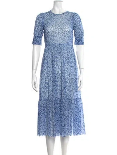 Pre-owned Baum Und Pferdgarten Floral Print Midi Length Dress In Blue