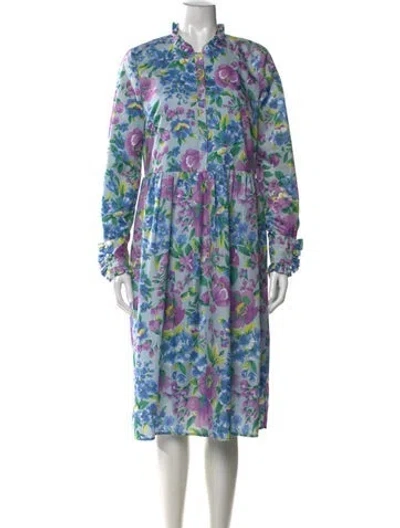 Pre-owned Baum Und Pferdgarten Floral Print Midi Length Dress In Blue/purple