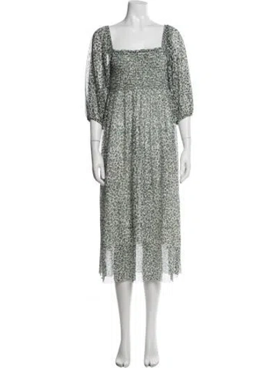 Pre-owned Baum Und Pferdgarten Floral Print Midi Length Dress In Green