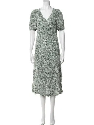 Pre-owned Baum Und Pferdgarten Floral Print Midi Length Dress In Green