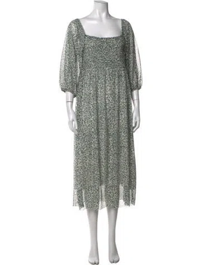 Pre-owned Baum Und Pferdgarten Floral Print Midi Length Dress In Green