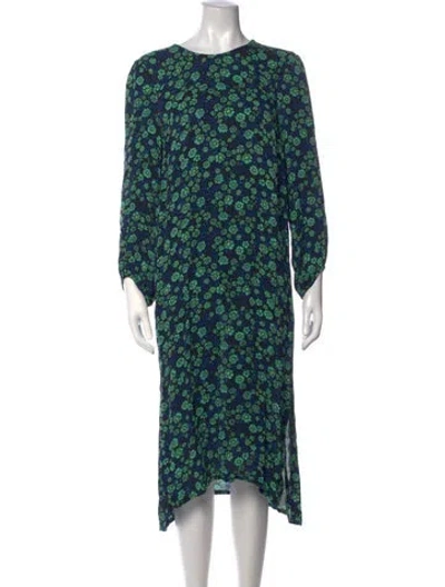Pre-owned Baum Und Pferdgarten Floral Print Midi Length Dress In Green